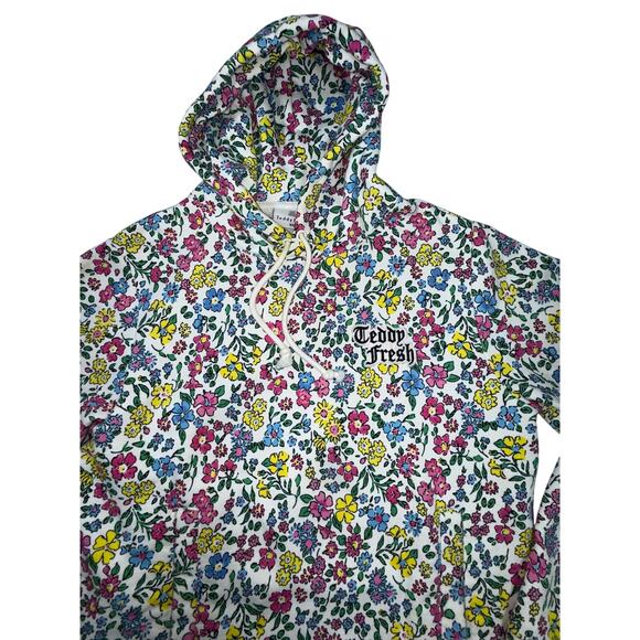 TEDDY FRESH Grandma Floral Print Pull Over Hoodie Unisex Oversized Sz XS - Picture 4 of 10